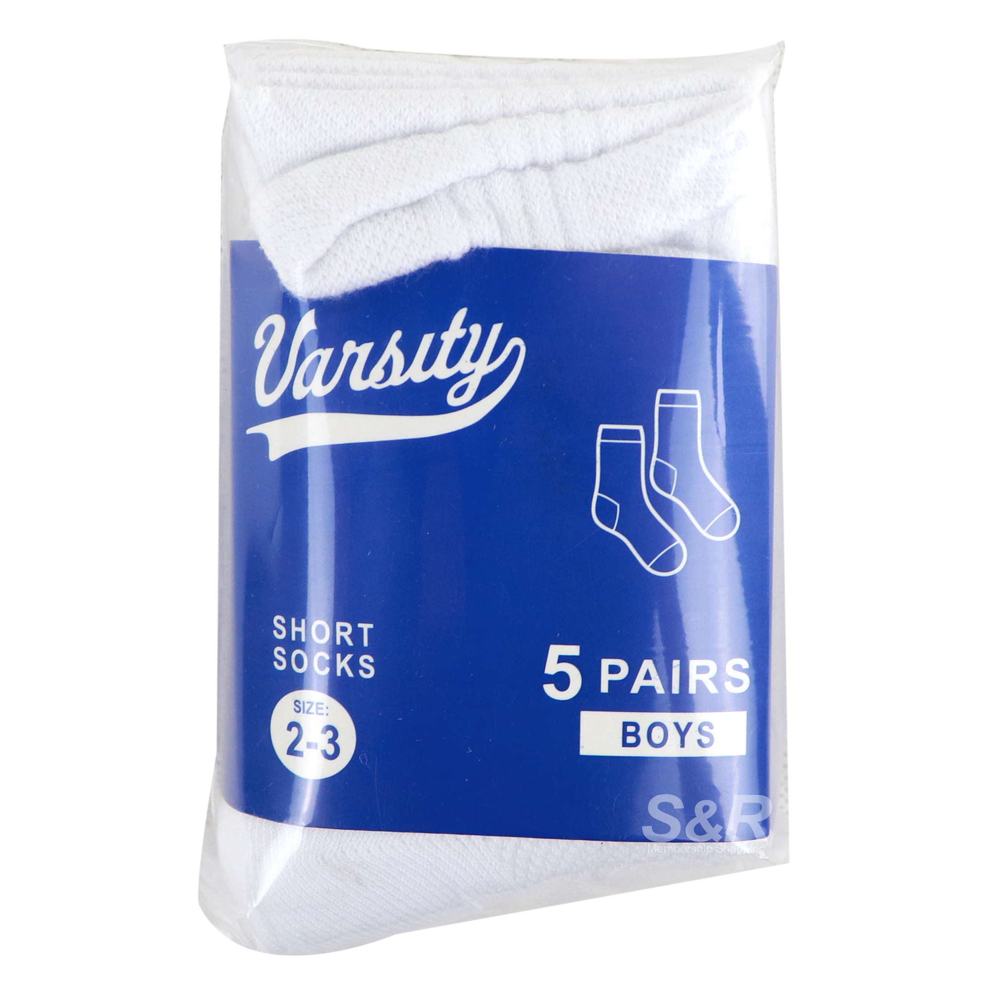 Varsity Boys Short Socks Size 2-3 5 pairs